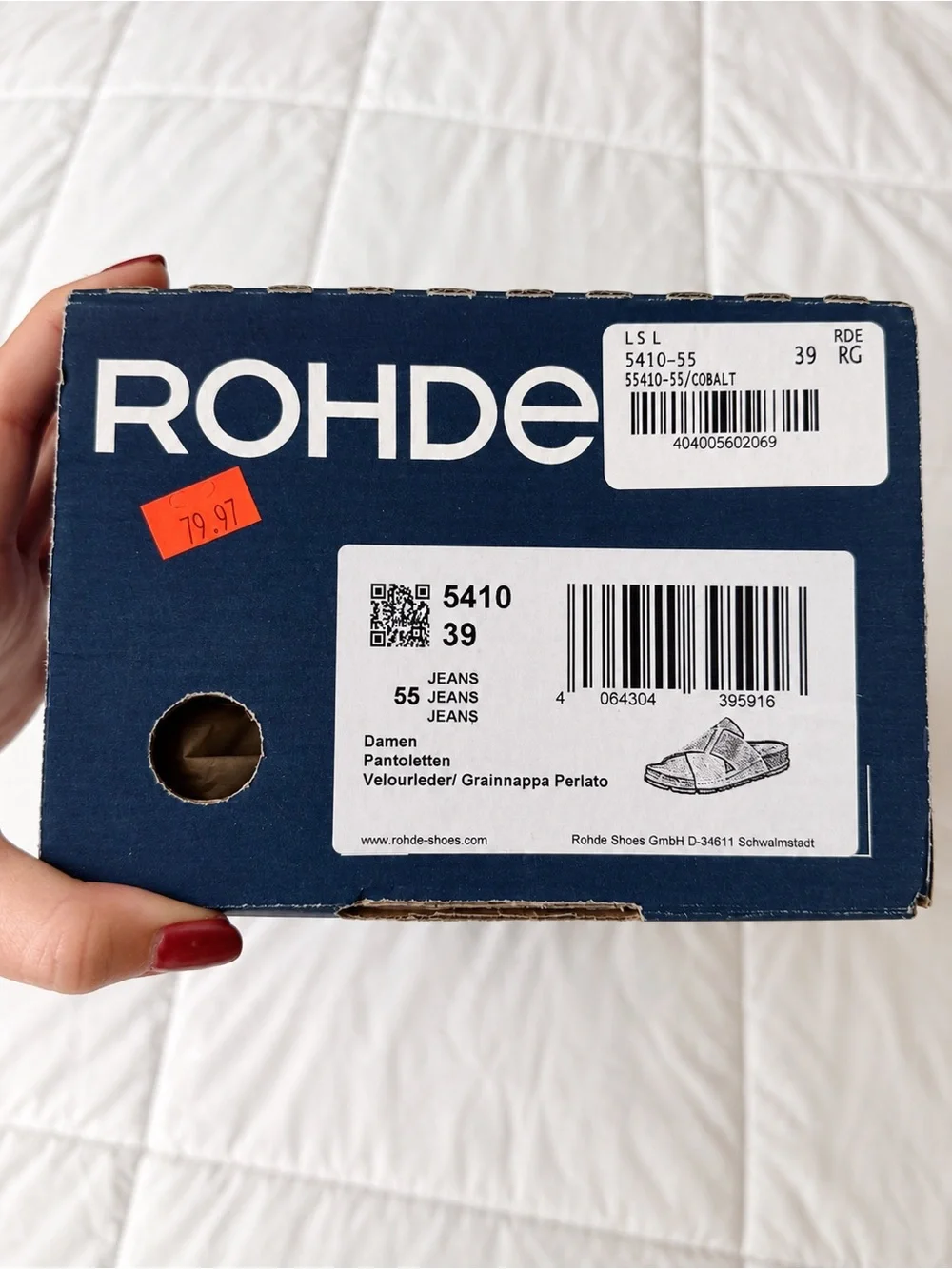Women’s Rohde Navy Leather Slide Sandals Size 39 US 8 Brand New